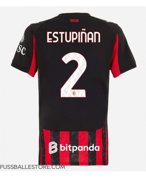 Günstige AC Milan Pervis Estupinan #2 Heimtrikot Damen 2025-26 Kurzarm Günstige AC Milan Pervis Estupinan #2 Heimtrikot Damen 2025-26 Kurzarm